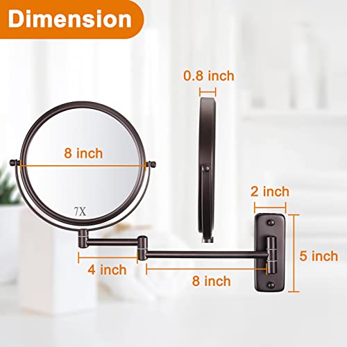 Decluttr J8407-ORB 8 Inch Wall Mounted Makeup Mirror thumb #5