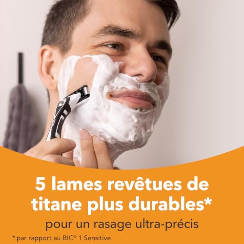 BIC Hybrid 5 Flex Rasoir Rechargeable pour Homme Manche et Recharges 5 Lames en Nanotech Titane - Boîte de 1+3 – vue 4