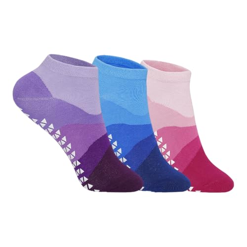 Image of Mint & Oak Pilates Socks with Grips for Women, Ankle Length Non-Slip Yoga Socks, Cotton Ideal For Yoga, Pilates, Gym, Workout, Cute Women's Gift
