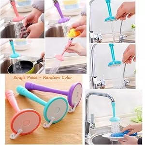 Aezta 360° Rotatable Faucet Sprayer with Lock | Long Silicone Flexible Adjustable Tap Extension for Kitchen Sink & Wash Basin | 2-Mode Water Flow Outlet | Universal Fit Plastic Water Filter Nozzle 2