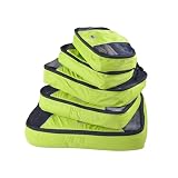 GOX Premium 5-Piece Packing Cubes Set for Travel, Lightweight Durable Luggage Organizer Bags with Double Zipper Mesh Top, 1 Large 2 Medium 2 Small, Nylon, Space-Saving Suitcase Storage (Green)
