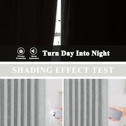 Image of Vision Home Silver Grey Pinch Pleated Full Blackout Curtains Room Darkening Window Curtains 108 inch for Living Room Bedroom Thermal Insulated Pinch Pleat Drapes with Hooks Back Tab 2 Panel 40 inchWx108 inchL