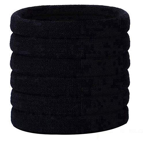 Ealicere 30 Pezzi Grande Nero Elasticizzato Elastico Elastici per Capelli di Cotone Bande Corda di Ponytail Fermacoda per Capelli Spessi Pesanti e Ricci