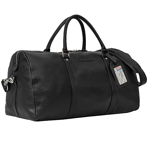 Sac de voyage cuir grand weekender STILORD en cuir véritable noir de prestige