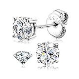 Dochais Moissanite Stud Earrings for Women Men 925 Sterling Silver Earrings 18K White Gold Plated Earring Hypoallergenic Brilliant Round Cut D Color VVS1 Clarity Diamond Earring 5MM