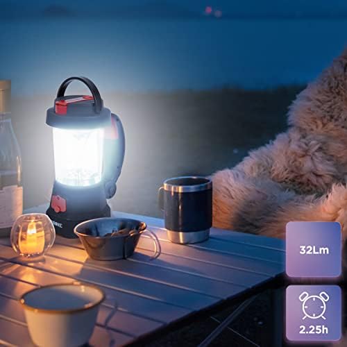 Duronic Hurricane Lampa turystyczna dynamo USB SOS | latarka i lampa na biwak na USB | lampa SOS | nie wymaga baterii | ruchoma rączka i schowek na kabel USB