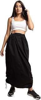 Wide Skirt with Top and Bottom Cord - Black