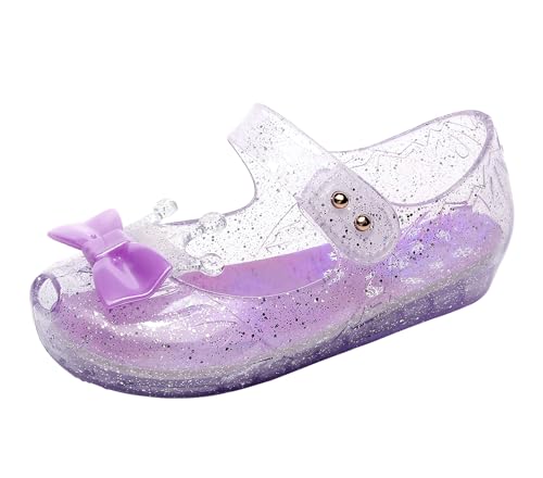 Image of Jelly Shoes for Girls Princess Dress Up Flat Sandals for Toddler Cosplay Clear Glitter Jellies Mary Janes with Bow /Crown