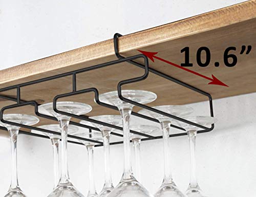 Bafvt Wine Glass Holder - Stemware Rack Under Cabinet - 304 Stainless Steel Hanger Storage Shelf, Fit For The Cabinet 0.8“ Or Less (Black, 3 Rows) #TOP3