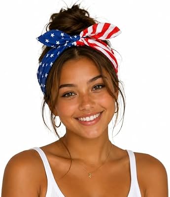 Tobeffect 4th of July Headbands for Women American Flag Hair Accessories- Patriotic Women's Headbands with Bow Non Slip - Red White and Blue Hairbands for Independence Day Wide Head Wraps 1 Pack