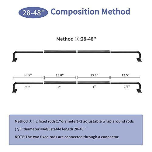 Zyrw Black Curtain Rod, Room Darkening Curtain Rods For Windows 28 To 48 Inches(2.3-4Ft), Wrap Around Curtain Rods, Adjustable Heavy Duty Blackout Drapery Rods, Modern Design Decorative Window Treatment Rod, Matte Black #TOP4