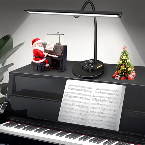 Piano Light, Upgraded LED Piano Lamp for Grand/Upright & Digital Pianos, Music Stand Lamp with Adjustable Gooseneck, Auto-Off Timer, 5 Color Modes Dimmable & USB Charging Port Eye-Care Desk Light