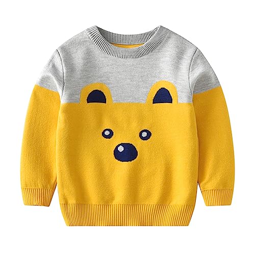 Toddler Kids Sweaters Baby Boys Girls Knit Sweater Warm Long Sleeve Crew Neck Pullover (Yellow, 5-6 Years)3