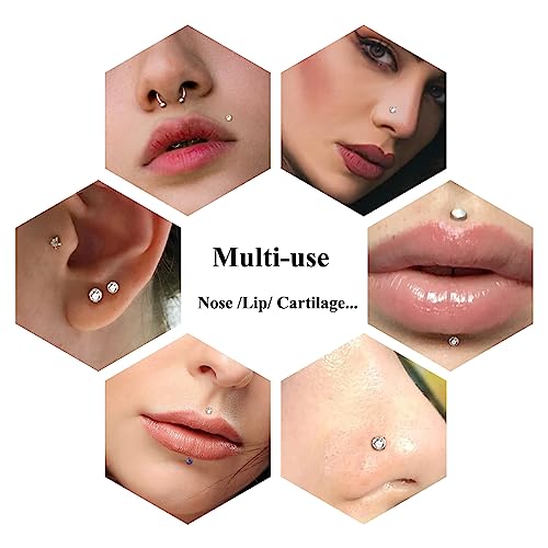 Aumeo 20G 18G 16G Threadless Push in Nose Rings Studs Surgical Steel Labret Jewelry Monroe Lip Rings Studs Medusa Ashley Piercing Jewelry for Women4