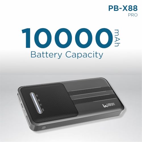 Image of Ubon 10000 mAh Power Bank (PBX88Pro) |15 Watt Fast Charging | Dual Output & Input | for Smartphones, TWS Earbuds, Speakers, Tablets (Black)