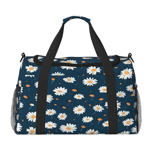 Duffle Bag Daisy Flower Pattern Travel Duffel Bags for Men Women with Adjustable Strap Carry on Gym Bag Overnight Weekender Bag
