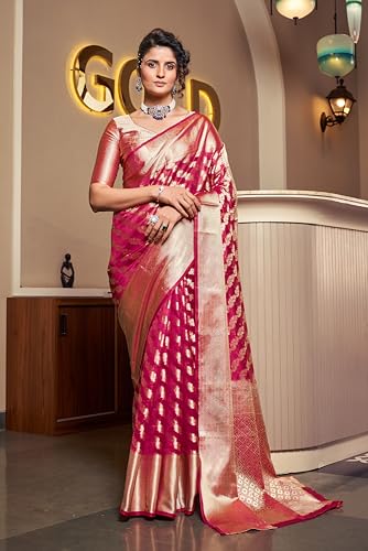 Image of SWORNOF Women's kanjivaram banarasi silk saree for Patola festival Wedding silk with rich pallu Design sarees for women with blouse piece
