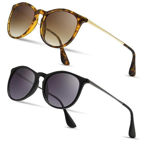 Image of SUNGAIT Premium Vintage Round Sunglasses for Women Men Classic Retro Style