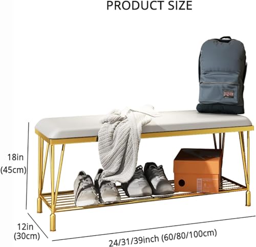 Tabouret ottoman moderne gris avec banc de rangement à chaussures - 3