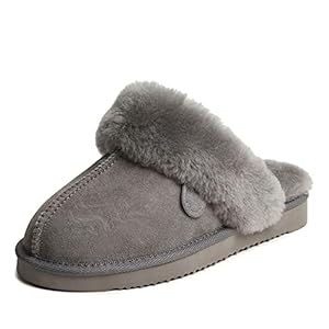 Dearfoams Women’s Fireside Sydney Shearling Fur Indoor/Outdoor Scuff Slipper with Wide Widths
