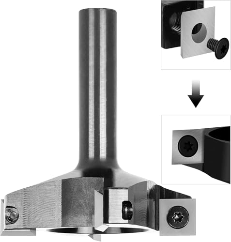 Image of SpeTool Spoilboard Surfacing Router Bit Include 4 Additional Carbide Inserts, 1 /2 inch Shank 2.5 inch Diameter, 4-Wings Planing bit for Wood Slab Flattening