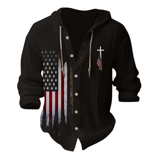 Hoodies for Men Summer Casual Button Down Long Sleeve Shirts Loose Fit Comfy Breathable Cool Memorial Day Sweatshirts3