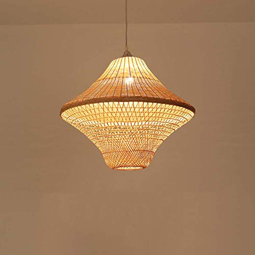 Preisvergleich Produktbild Bambus Kronleuchter Deckenleuchte Wicker Weave Leuchte Hängelampe Led Energiesparlampe Höhenverstellbar Für 5-10m2 Wohnzimmer, Teestube Oder Als Geschenk-3