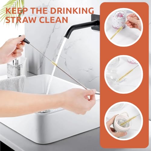 Image of HASTHIP 3 Pcs Bottle Cleaning Brush Set with Lid Cup Brush & Straw Cleaner