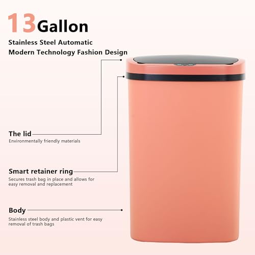 Bote de basura inteligente sin contacto 13 galones rosa miniatura 2