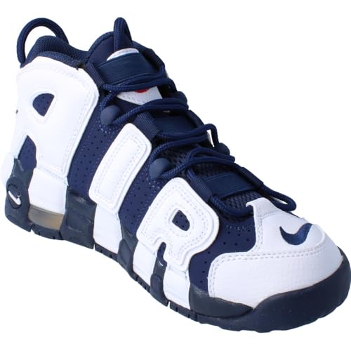 Nike Air More Uptempo Big Kids' Shoes (FV5371-100, White/Metallic Gold/University Red) Size 64