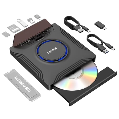 Image of Unitek External CD DVD Drive, Portable Laptop Optical Disc Burner with M.2