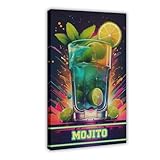 Retro-Mojito-Cocktaildruck, Leinwand-Poster, Wandkunst, 