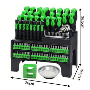Juego de 118 destornilladores magnéticos con mango de trinquete de clasificación de plástico, llave hexagonal | Kit de herramientas de precisión con soporte de almacenamiento para bricolaje en el hogar, reparación electrónica (verde)