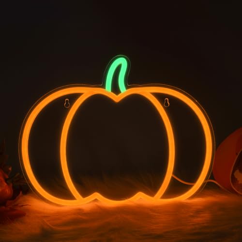 Image of MissAudrey Halloween Light Up Big Pumpkin Neon Sign Window Decor Lights