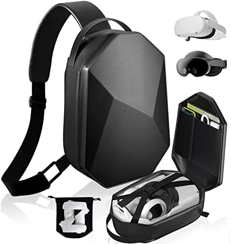 ANNAPRO Carrying Case for Oculus Quest 2/Meta Quest Pro, Hard Travel Case for Quest 2/ Meta Quest Pro VR Gaming Elite Strap Headset and Controllers Accessories Crossbody Shoulder Chest Backpack