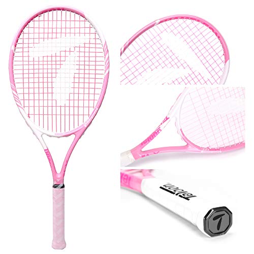 Image of Teloon Tennis Rackets for Adults 2 pcs Recreational -27 inch Tennis Racquet for Men and Women College Students Beginner Tennis Racket. (Black-Pink)