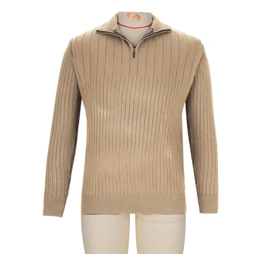 Men's Quarter Zip Knitted Sweaters Slim Fit Long Sleeve Pullover Sweater Textured Mock Neck Outdoor Running Sweaters3