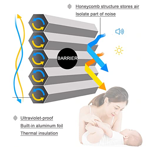 Cellular Shades,Blackout Blinds For Windows,Light Filtering Roller Blinds,Interior Darkening Honeycomb Pleated Shades,Sunscreen Insulation Blinds,Easy To Install,Off-Beige-105X140Cm/41.3X55.1In #TOP2