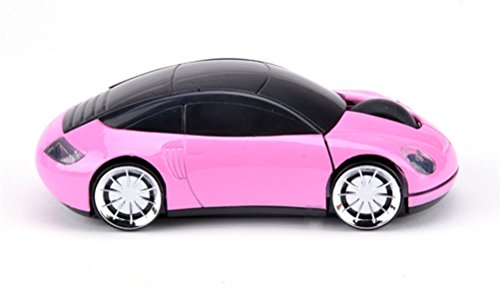 Image of Elsees 2.4GHz 3D Car Shape Wireless Optical Mouse USB Gaming Mouse with Receiver for PC Laptop (Pink)