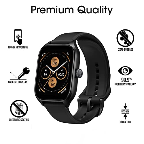 Yoomigle Paquete de 6 protectores de pantalla compatibles con Amazfit GTS 4 para Amazfit GTS4 Smartwatch, protectores de pantalla de lámina transparente HD antiarañazos, antihuellas dactilares - imagen 2
