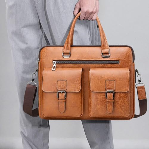 Image of CAVALO - Be Unique Leather Men's Laptop Bag Retro Messsenger Bag Men's Handbag Crossbody Bag Personality Briefcase (upto 14 inch) | Premium PU Leather
