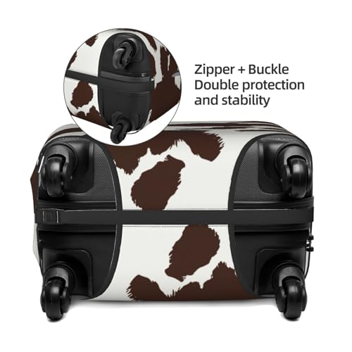 Brown Cow Print Luggage Cover For Suitcase,Washable Elastic Travel Suitcase Protector With Zipper Closure And Bottom Buckle – Fits 18-32" Luggage-X-Large2
