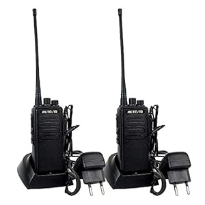 Retevis RT1 Walkie Talkie a Lungo Raggio, 10 Km Radio a Lunga Distanza con Auricolare, Radio Portatile con 3000mAh 1750Hz, Walky Talky Professionale per Sicurezza, Cantiere (Nero, 2 Pezzi)