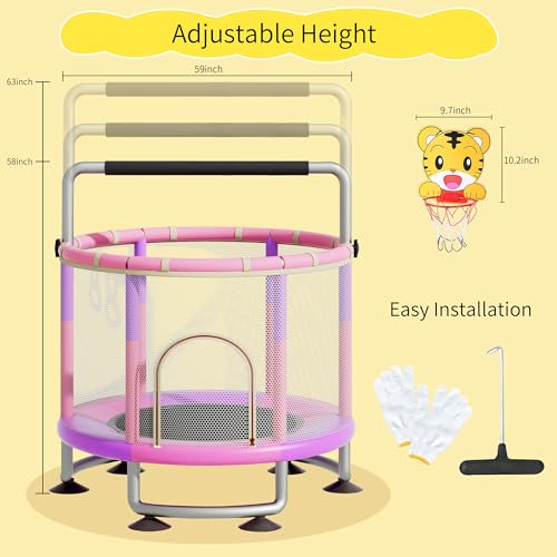 5-in-1 Toddler Trampoline for Kids,60"" Trampoline for Toddlers,Upgrade Kids Trampoline Indoor Outdoor,500lbs Baby Child Large Small Trampoline with Safety Net - Image 6