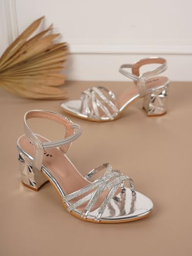 Image of IKAGI Women's Fashion Sandals | Faux Leather Comfortable and Stylish Heel | For Wedding Occasion| For Women & Girls