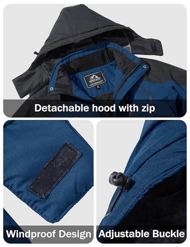Image of MAGCOMSEN Men's Winter Coats Waterproof Ski Snow Jacket Warm Fleece Jacket Parka Raincoats With Multi-Pockets| Standard Length