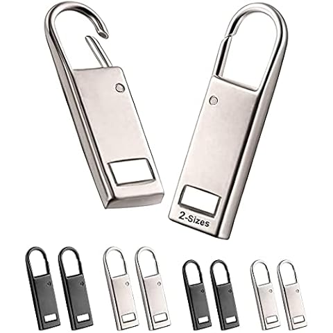 One enjoy Zipper Pull Tab Replacement Metal Zipper Handle Mend Fixer Zipper Tab Repair for Shoes Luggage Suitcases Bag Jacket (8 PCS) (Black/Silver) Cover