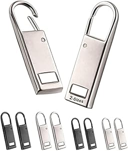 One enjoy Reissverschluss Zipper Pull, Zipper für Reissverschluss Reparatur, Metall Reißverschlussanhänger Ersatzzipper für Koffer Mantel Stiefel Jackenrucksäcke (Schwarz/Silber)
