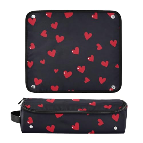 Bolso de viaje para herramientas de cabello rojo y negro miniatura 3