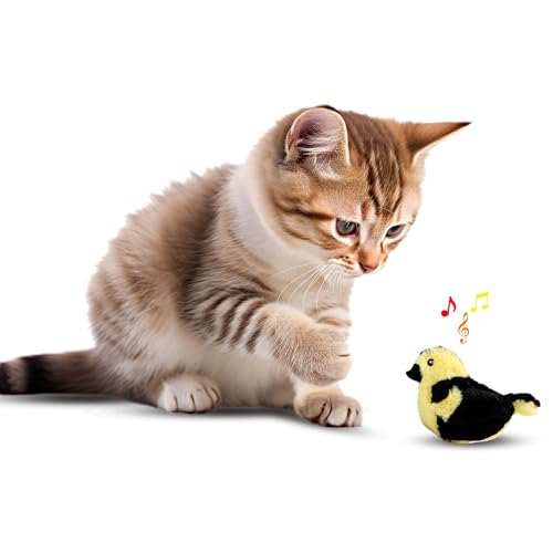 SPOT Song Birds Cat Toy- Touch Activated Singing Catnip Toy Mimics Real Bird Songs, Battery Operated Toy Satisfies Cat's Natural Urge to Hunt - One 5' Song Bird, Assorted Colors